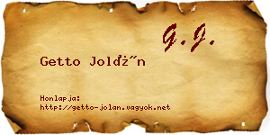 Getto Jolán névjegykártya