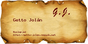 Getto Jolán névjegykártya